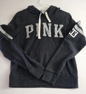 Victorias Secret Pink Womens Hoodie Medium Black White Gray Speckled
